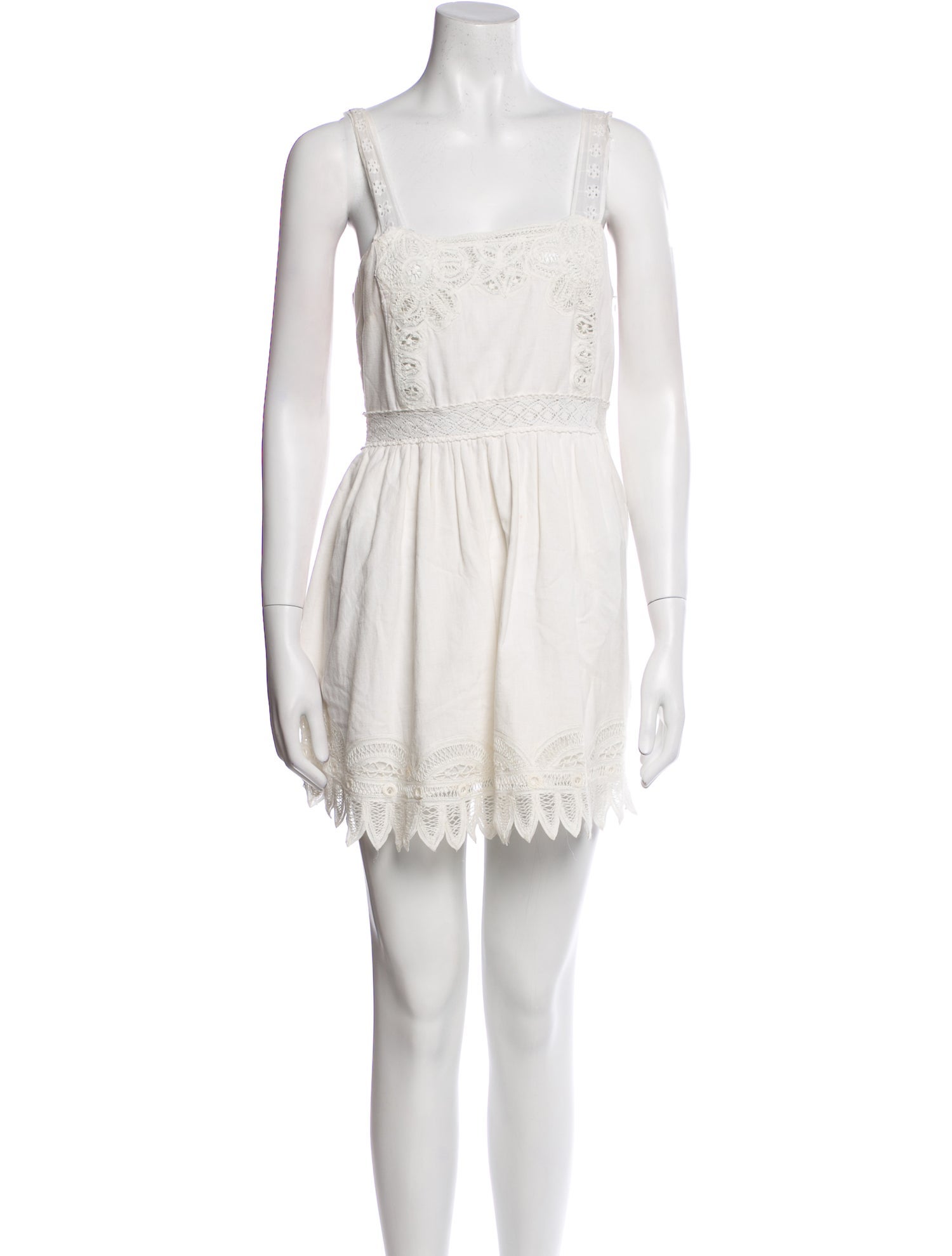 LoveShackFancy Square Neckline Mini Dress