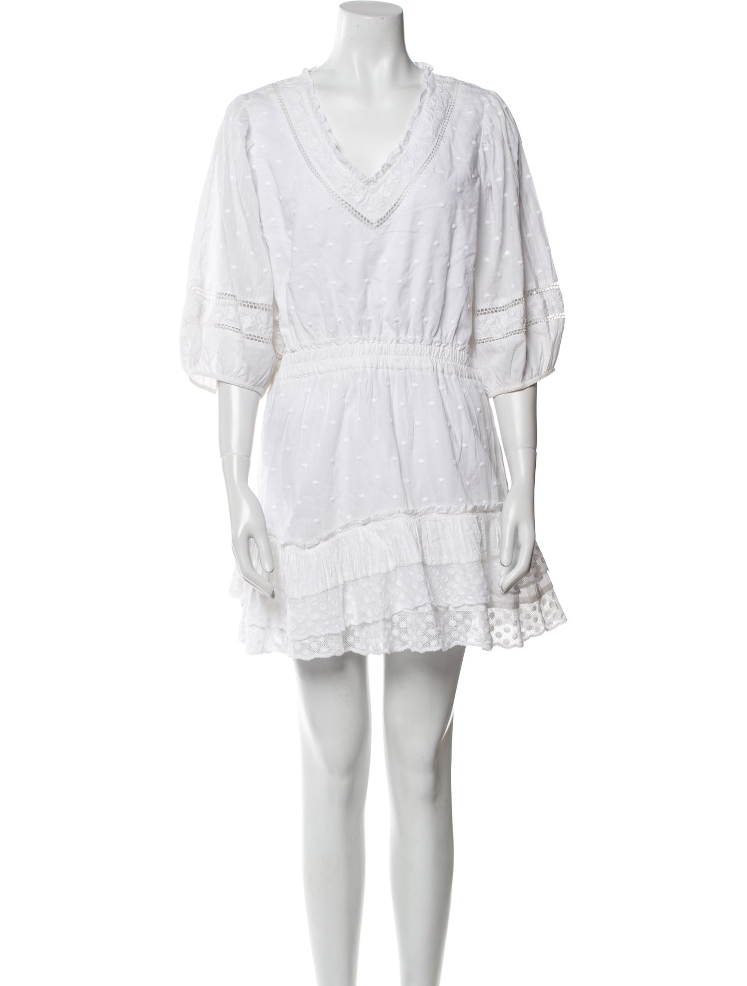 LoveShackFancy V-Neck Mini Dress