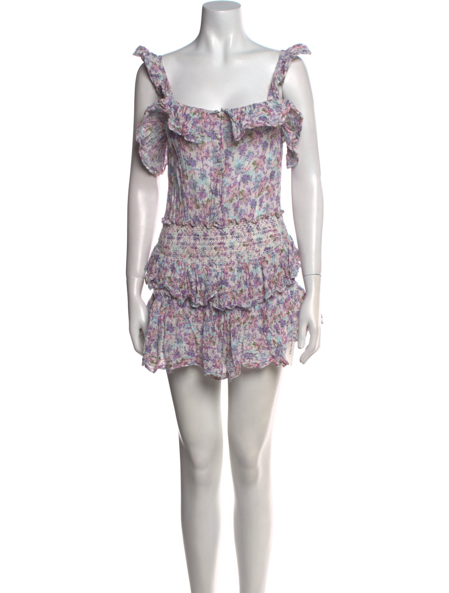 LoveShackFancy Floral Print Mini Dress