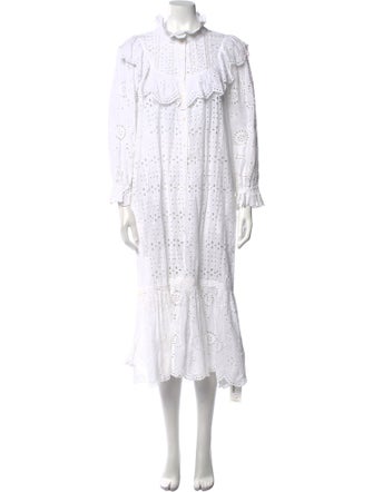 LoveShackFancy Floral Print Midi Length Dress