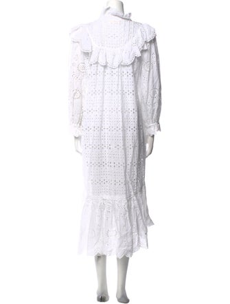 LoveShackFancy Floral Print Midi Length Dress