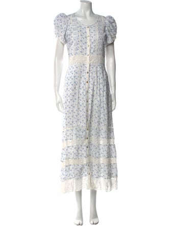 LoveShackFancy Floral Print Long Dress