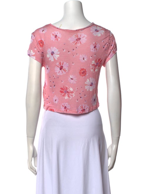 LoveShackFancy Floral Print Scoop Neck Crop Top