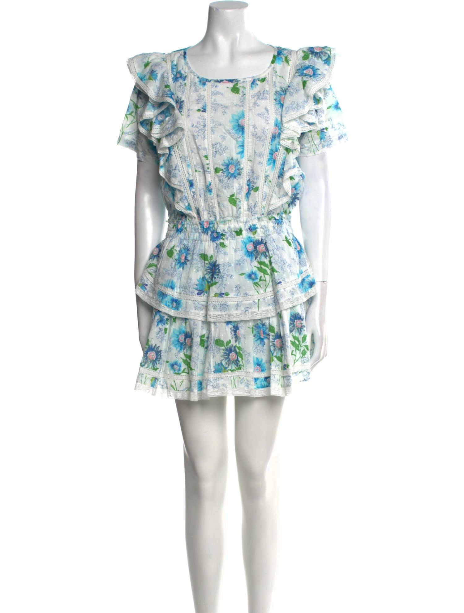 LoveShackFancy Floral Print Mini Dress
