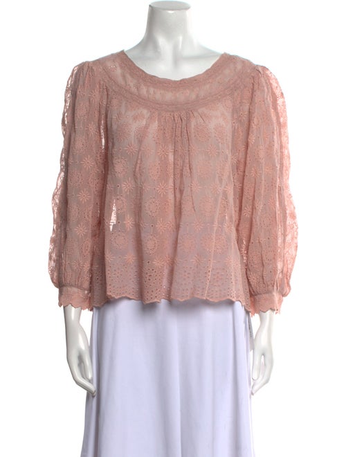 LoveShackFancy Patterned Scoop Neck Blouse