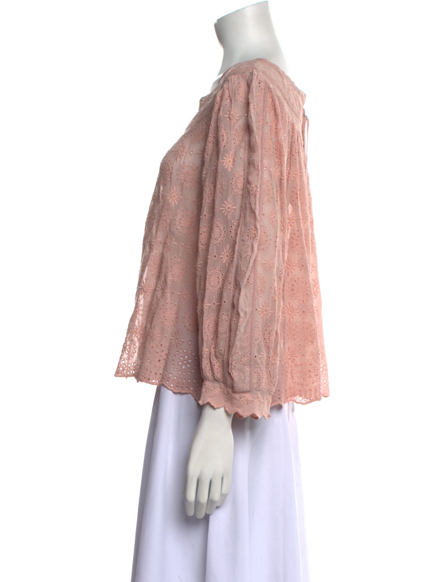 LoveShackFancy Patterned Scoop Neck Blouse