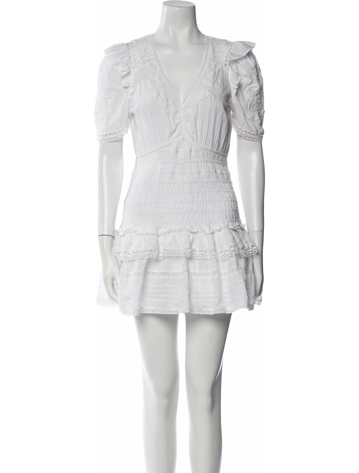 LoveShackFancy V-Neck Mini Dress