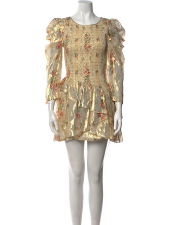 LoveShackFancy Floral Print Mini Dress