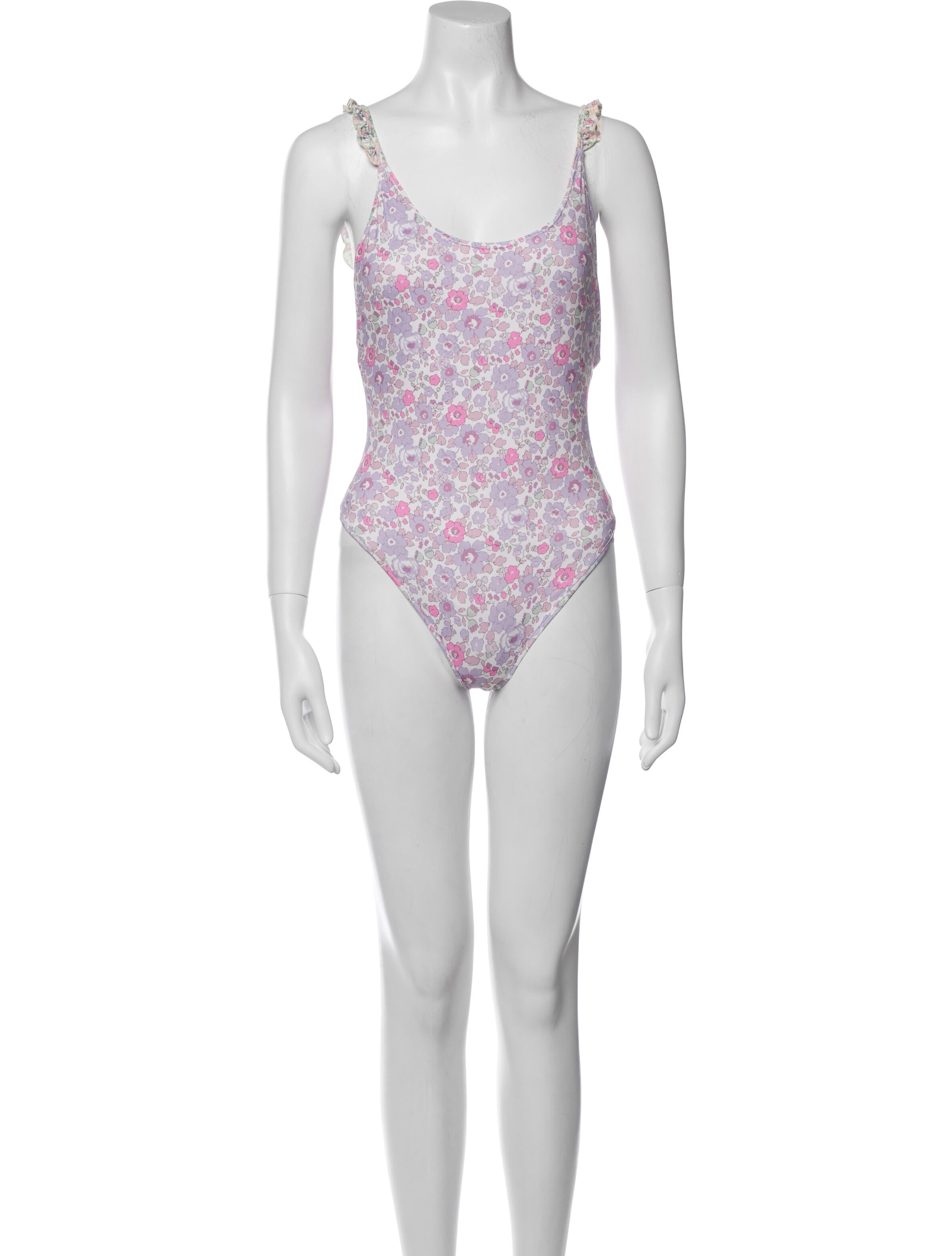 LoveShackFancy Floral Print Ruffle Embellishment One-Piece w/ Tags