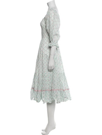 LoveShackFancy Floral Print Midi Length Dress