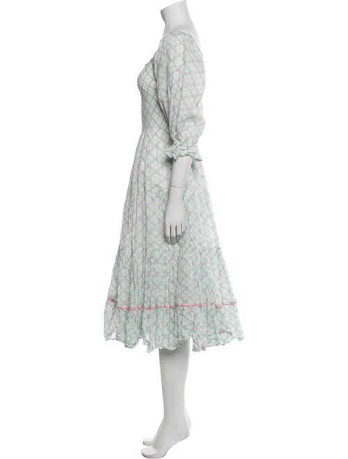 LoveShackFancy Floral Print Midi Length Dress