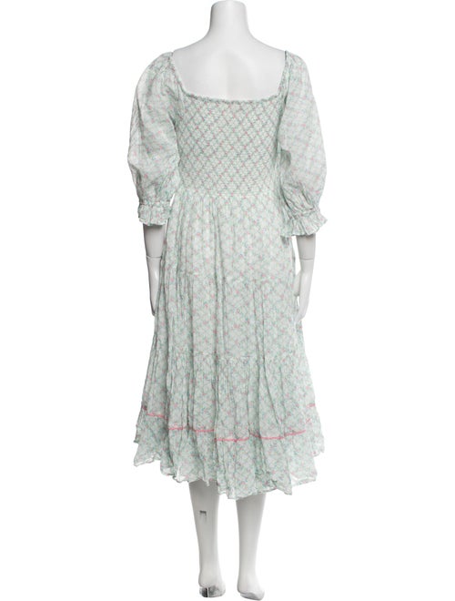 LoveShackFancy Floral Print Midi Length Dress