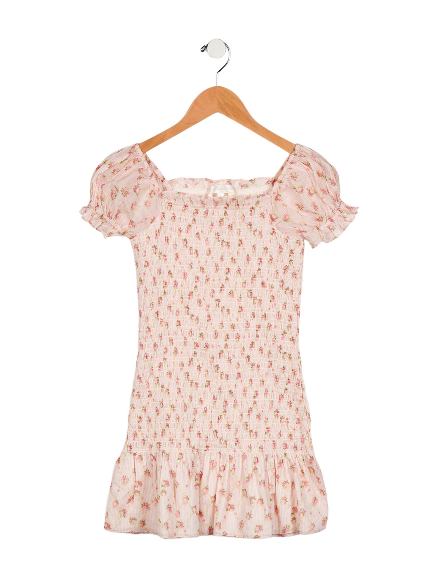 LoveShackFancy Girls' Patterned Short Sleeve Dress