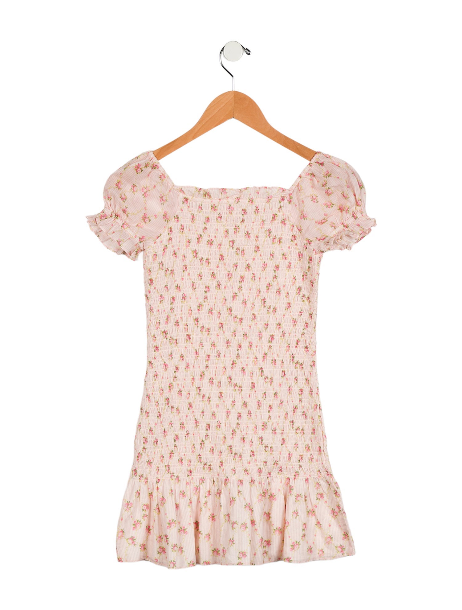 LoveShackFancy Girls' Patterned Short Sleeve Dress