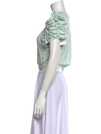 LoveShackFancy Crew Neck Short Sleeve Crop Top