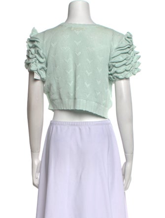 LoveShackFancy Crew Neck Short Sleeve Crop Top