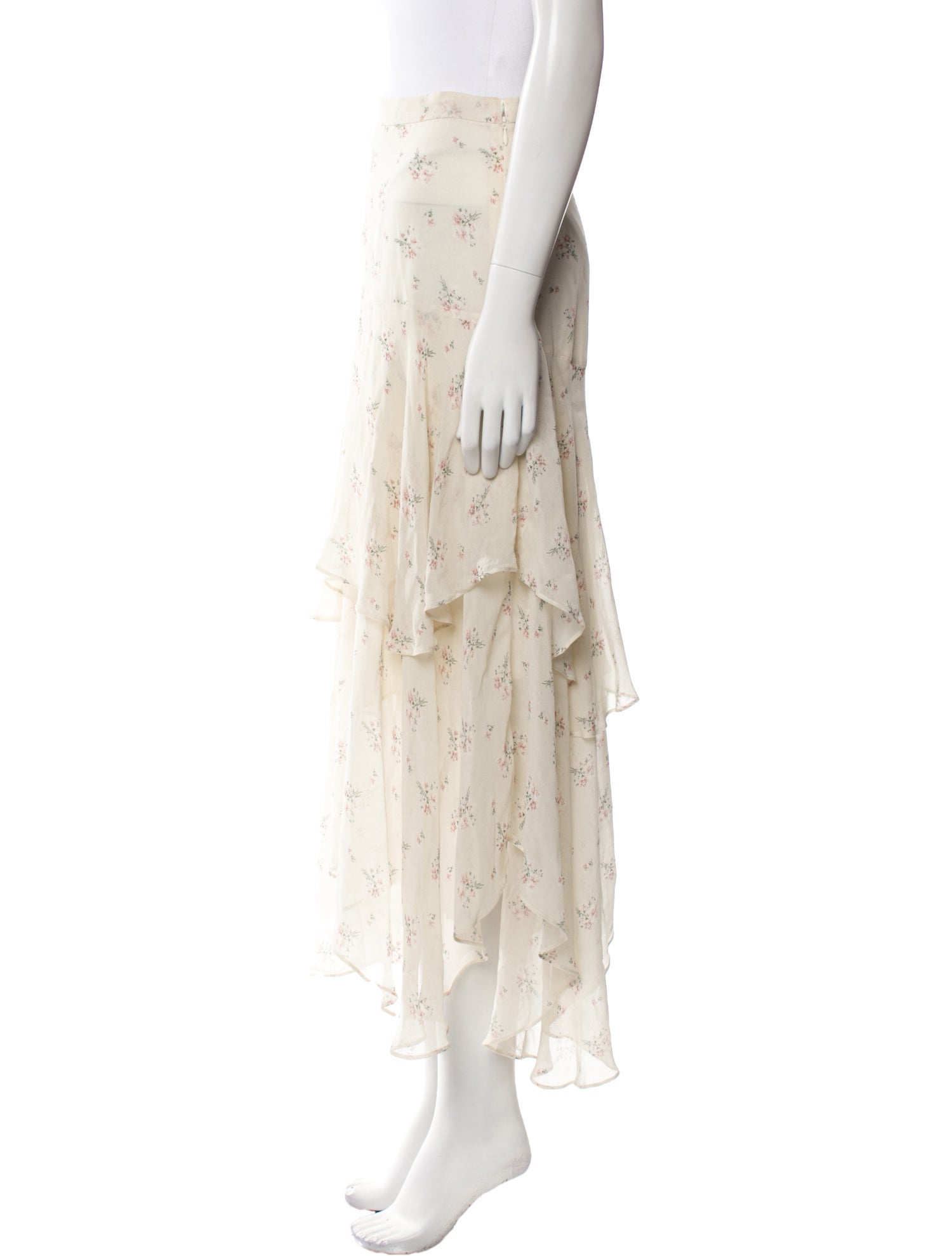 LoveShackFancy Silk Midi Length Skirt