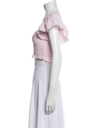 LoveShackFancy Square Neckline Short Sleeve Crop Top