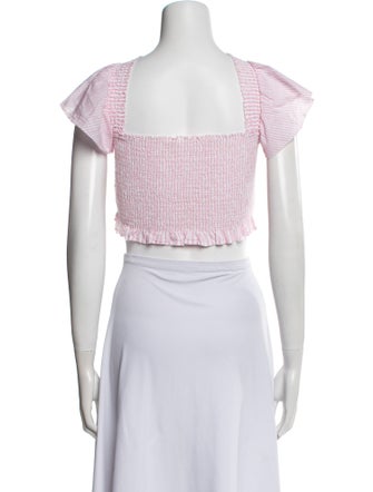 LoveShackFancy Square Neckline Short Sleeve Crop Top