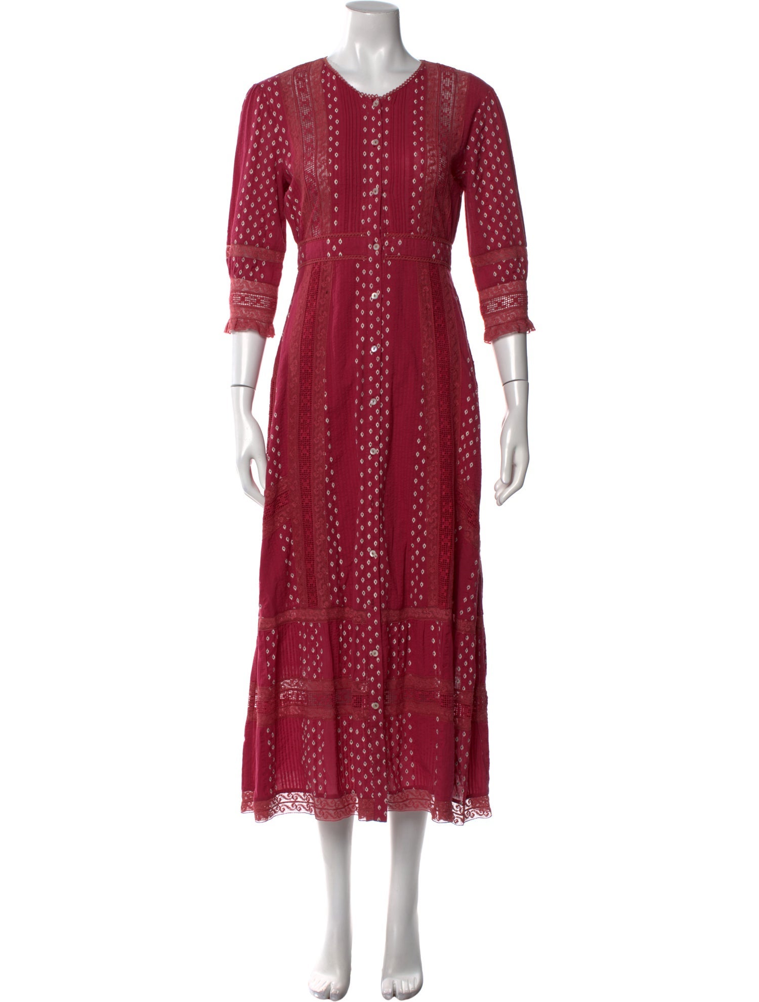 LoveShackFancy Crew Neck Midi Length Dress