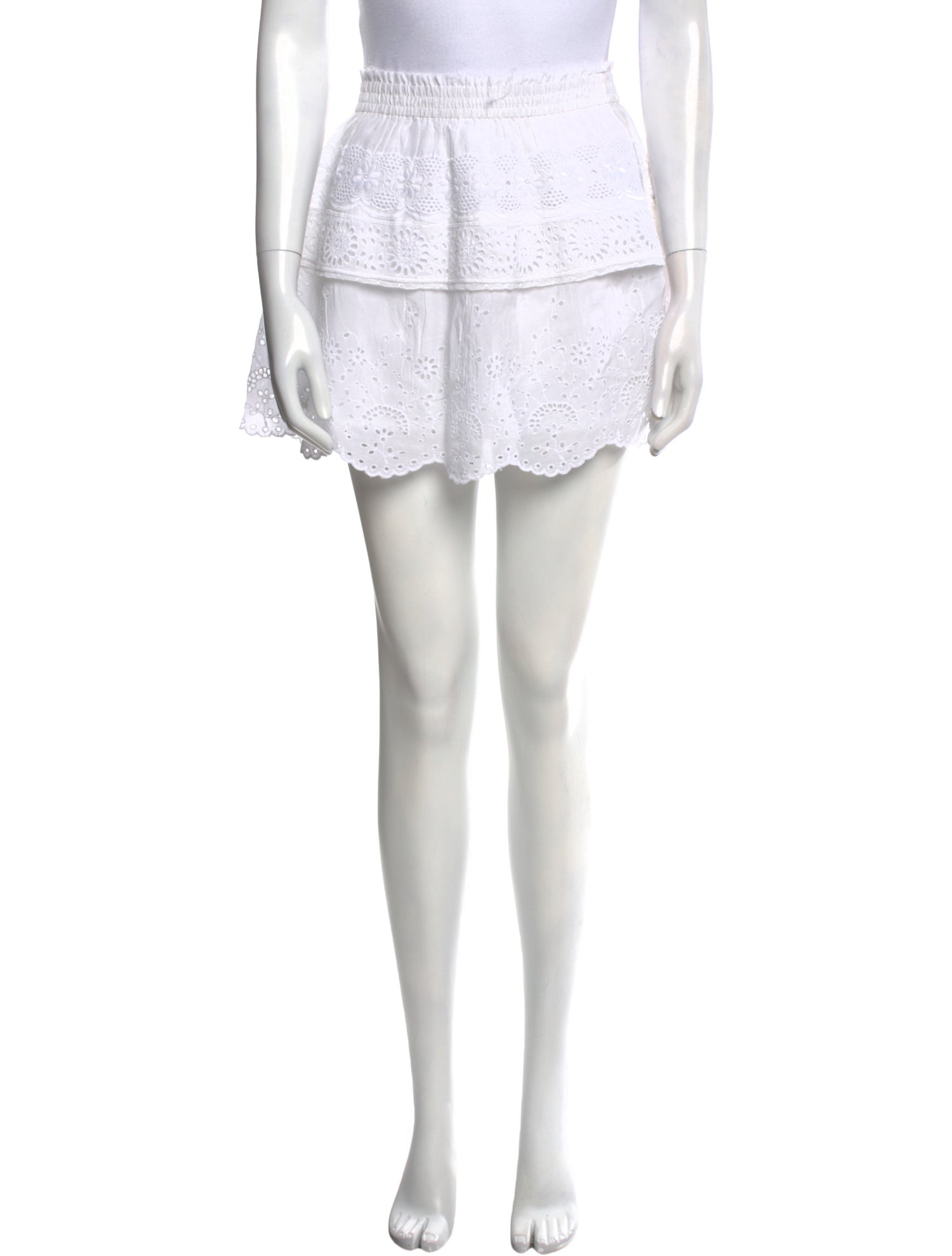 LoveShackFancy Embroidered Accent Mini Skirt