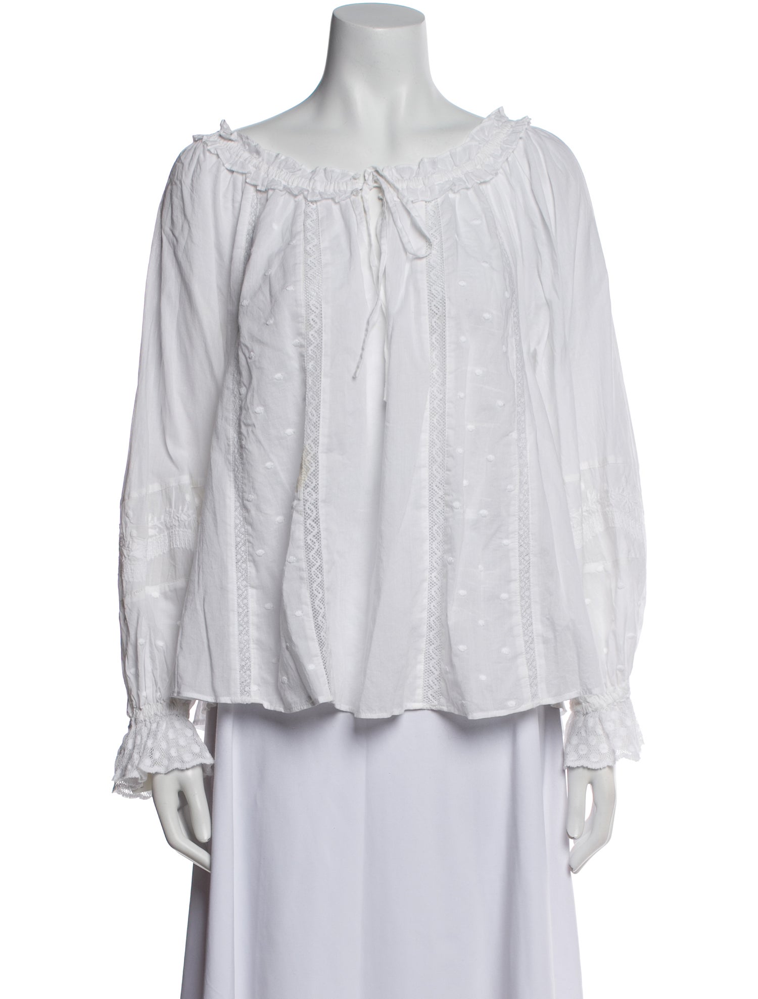 LoveShackFancy Off-The-Shoulder Long Sleeve Blouse