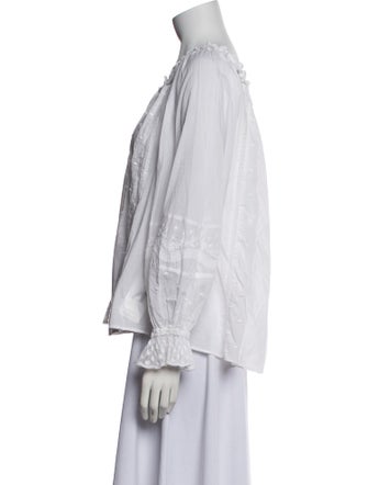 LoveShackFancy Off-The-Shoulder Long Sleeve Blouse