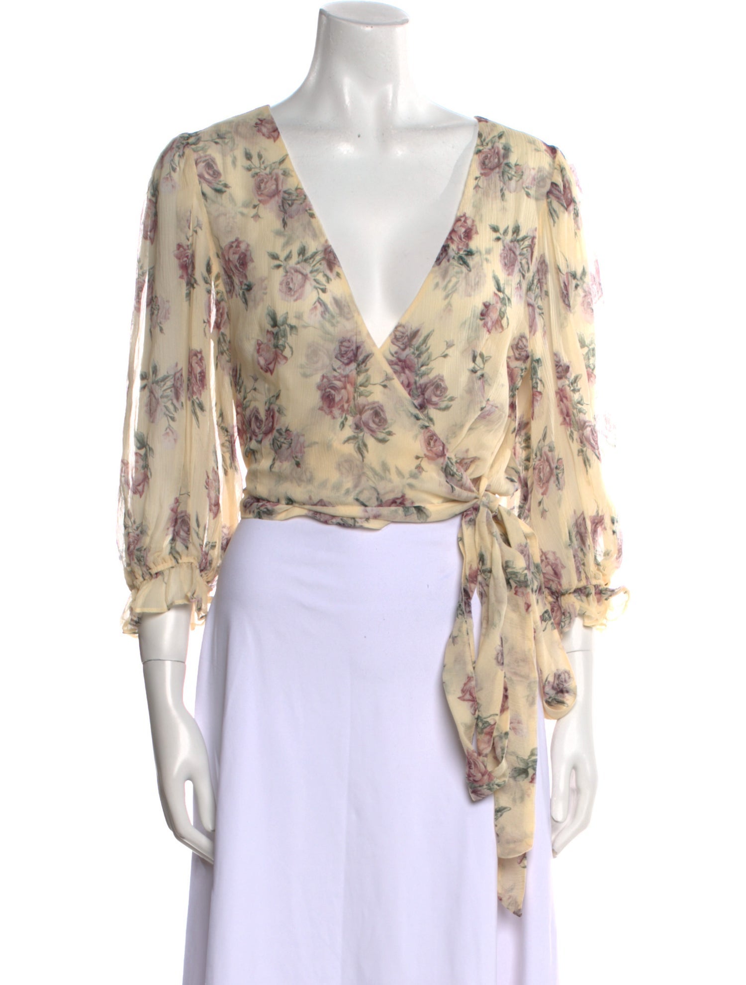 LoveShackFancy Silk Floral Print Crop Top