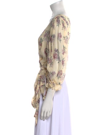 LoveShackFancy Silk Floral Print Crop Top