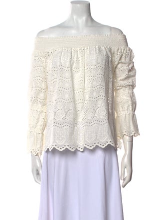 LoveShackFancy Lace Pattern Off-The-Shoulder Blouse