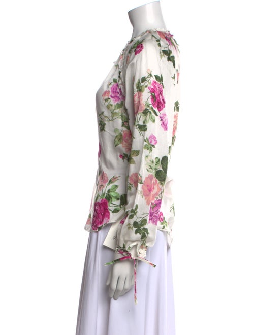 LoveShackFancy Floral Print Scoop Neck Blouse