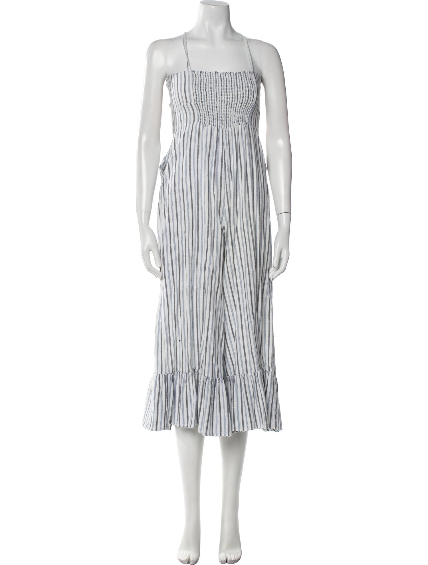 LoveShackFancy Striped Square Neckline Jumpsuit