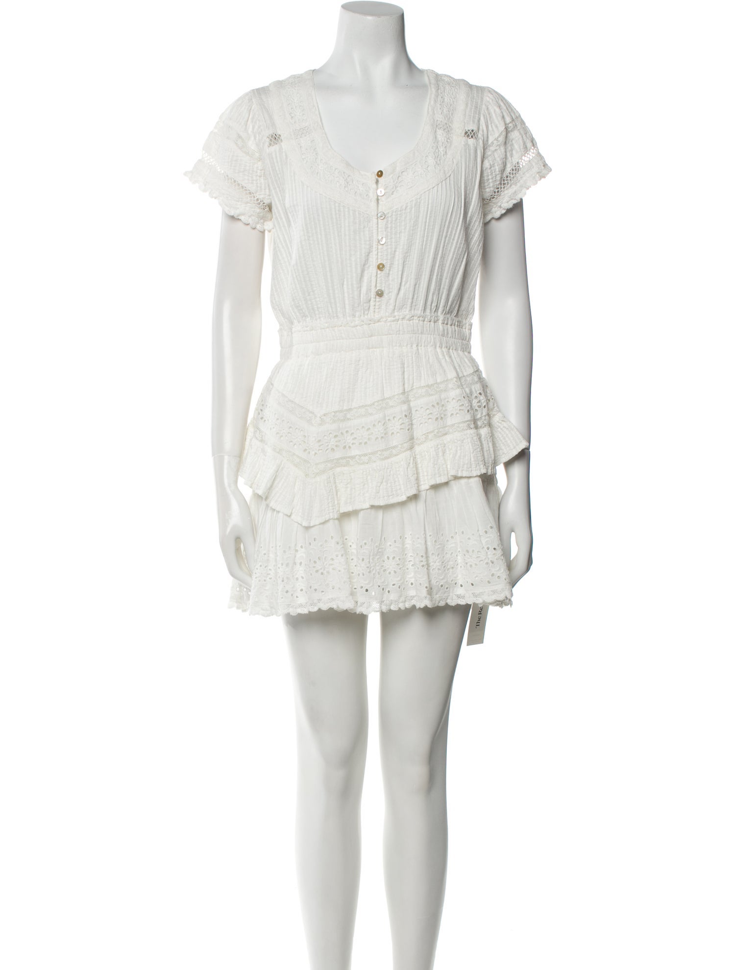 LoveShackFancy V-Neck Mini Dress