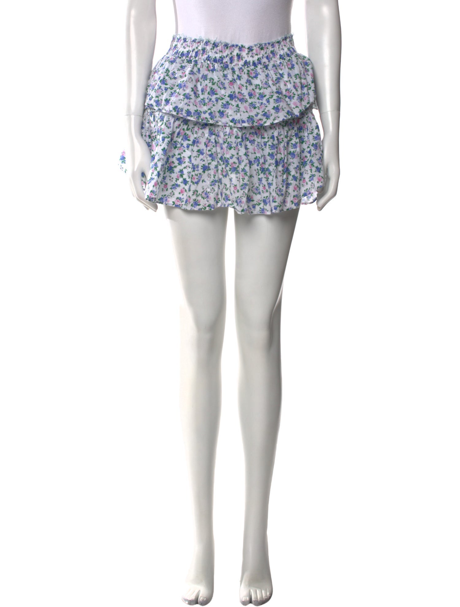 LoveShackFancy Floral Print Mini Skirt