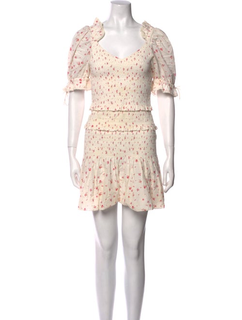 LoveShackFancy Floral Print Mini Dress