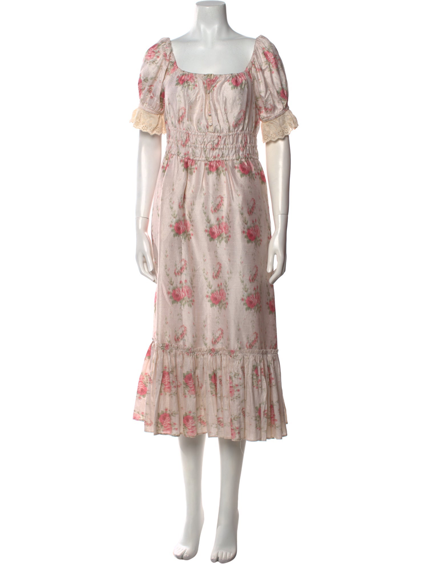 LoveShackFancy Silk Midi Length Dress