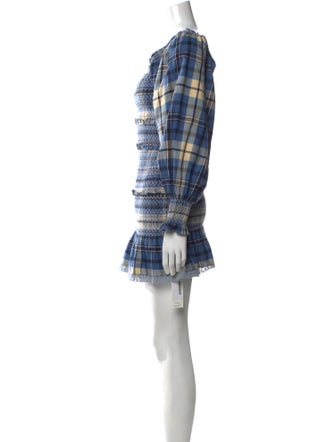 LoveShackFancy Plaid Print Mini Dress