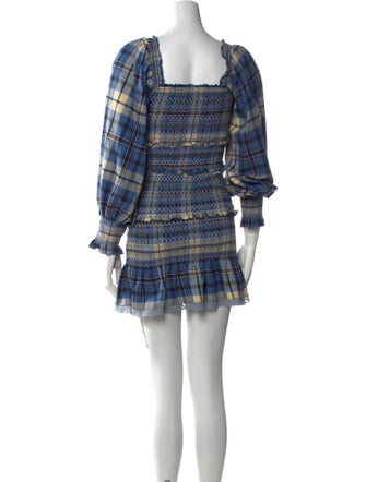 LoveShackFancy Plaid Print Mini Dress