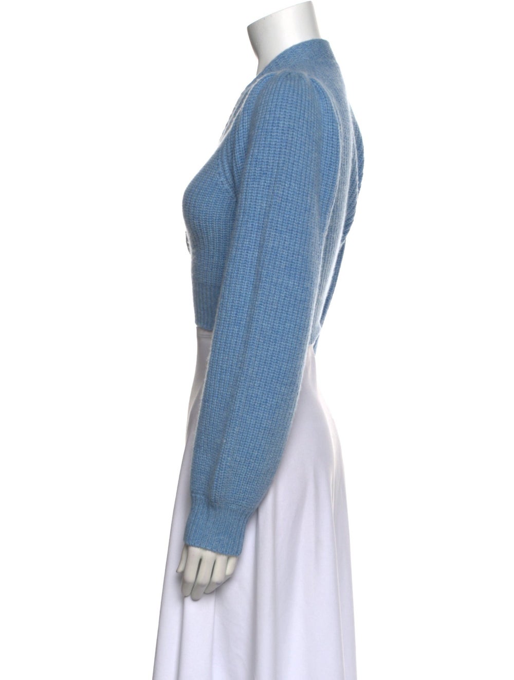 LoveShackFancy Wool Cropped Sweater Blue Long Sle… - image 2