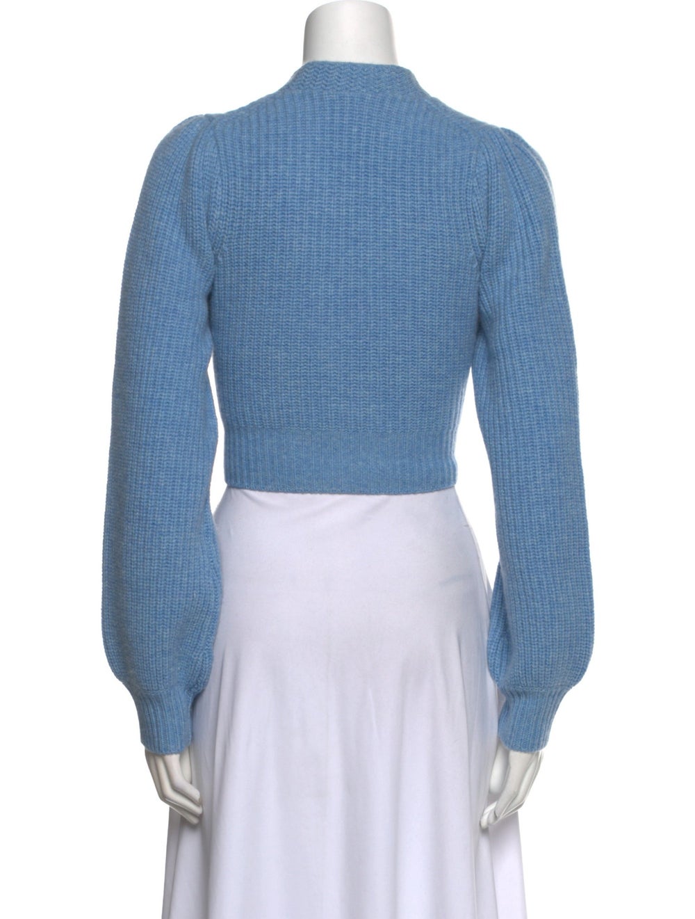 LoveShackFancy Wool Cropped Sweater Blue Long Sle… - image 3