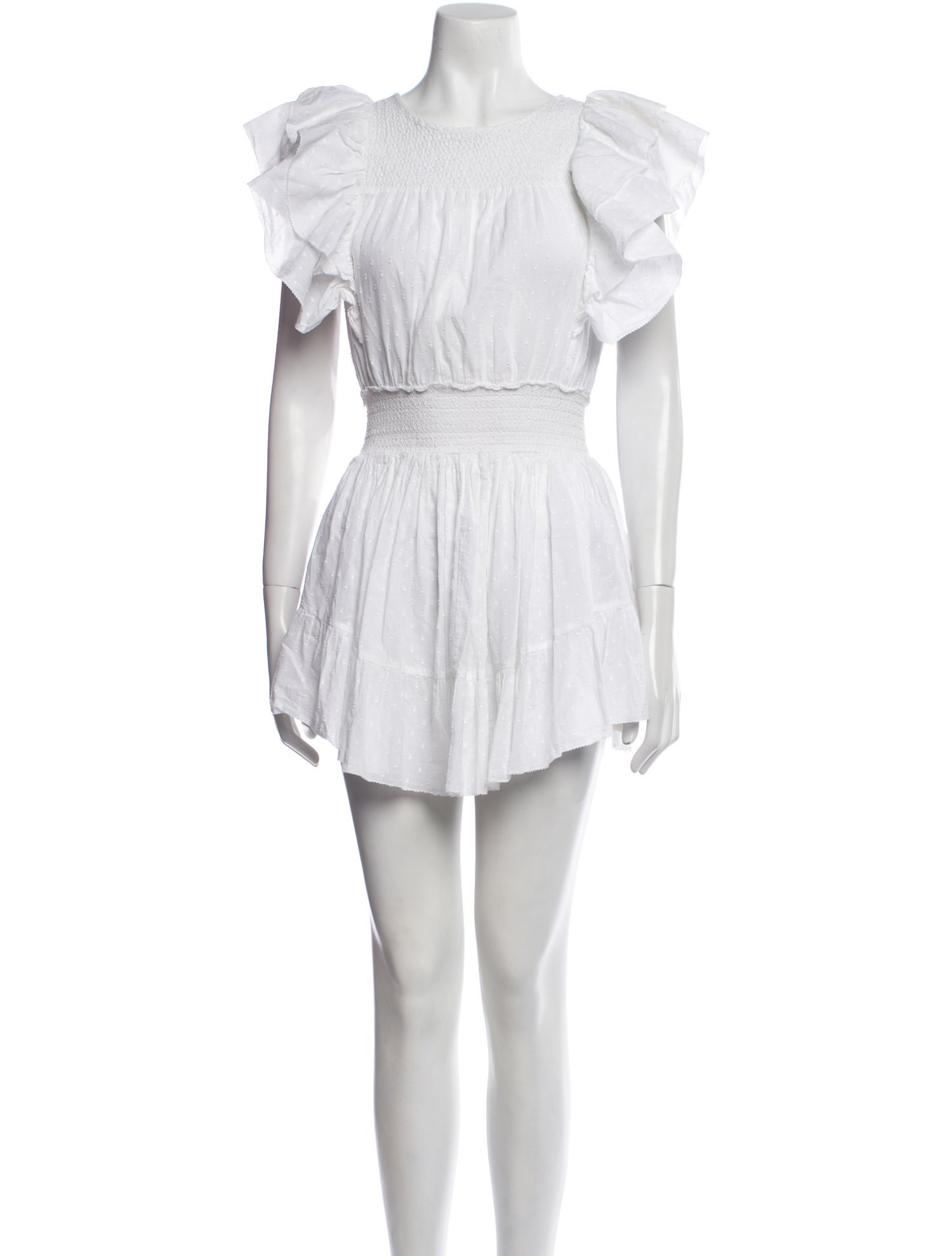 LoveShackFancy Bateau Neckline Mini Dress