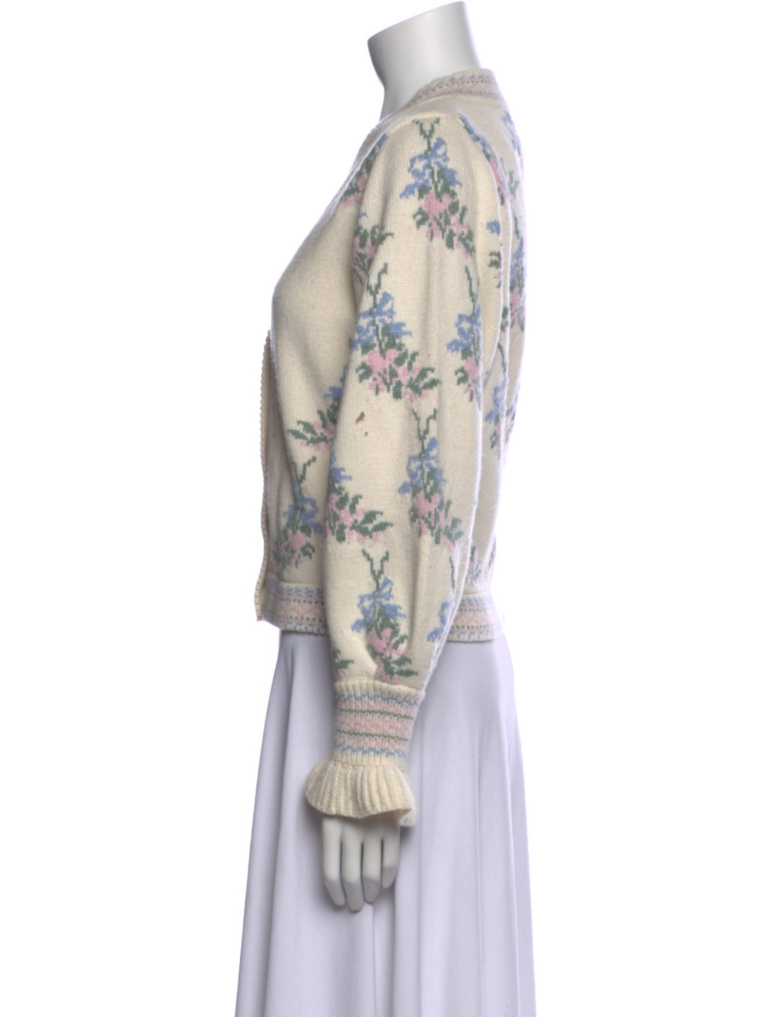 LoveShackFancy Floral Print V-Neck Sweater