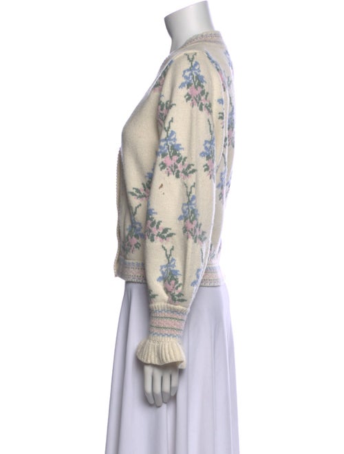 LoveShackFancy Floral Print V-Neck Sweater