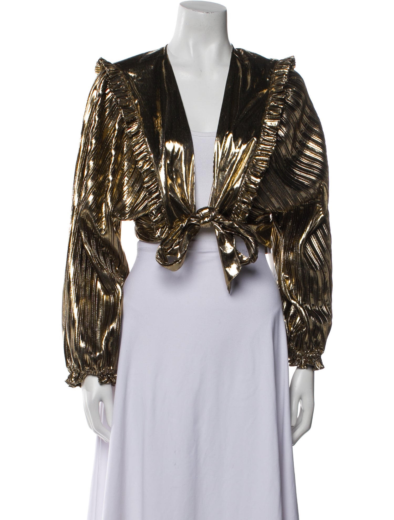 LoveShackFancy Printed V-Neck Crop Top