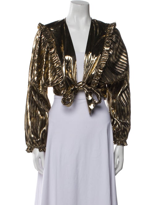 LoveShackFancy Printed V-Neck Crop Top