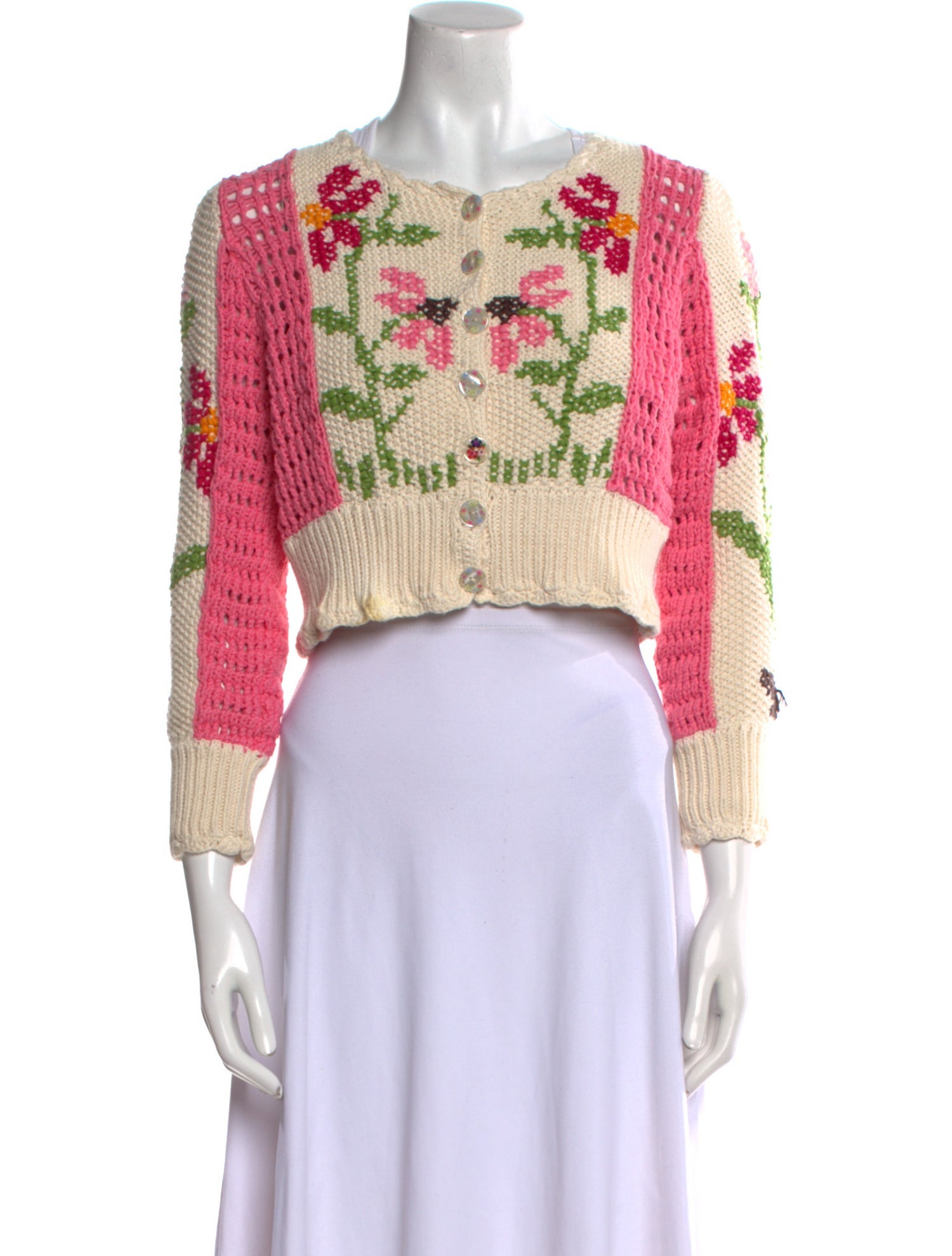 LoveShackFancy Floral Print Scoop Neck Sweater