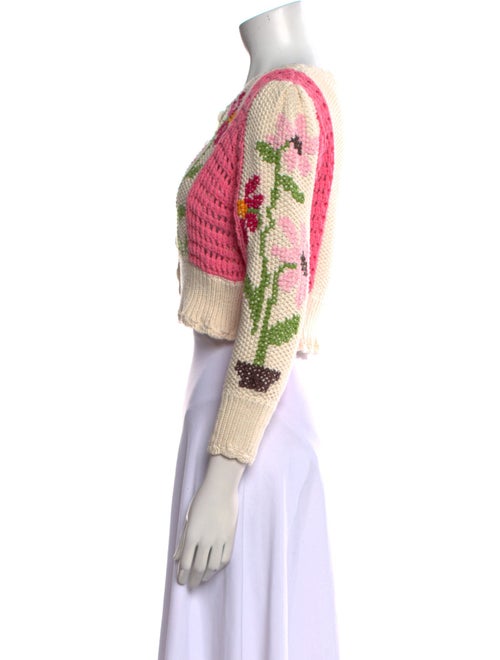 LoveShackFancy Floral Print Scoop Neck Sweater