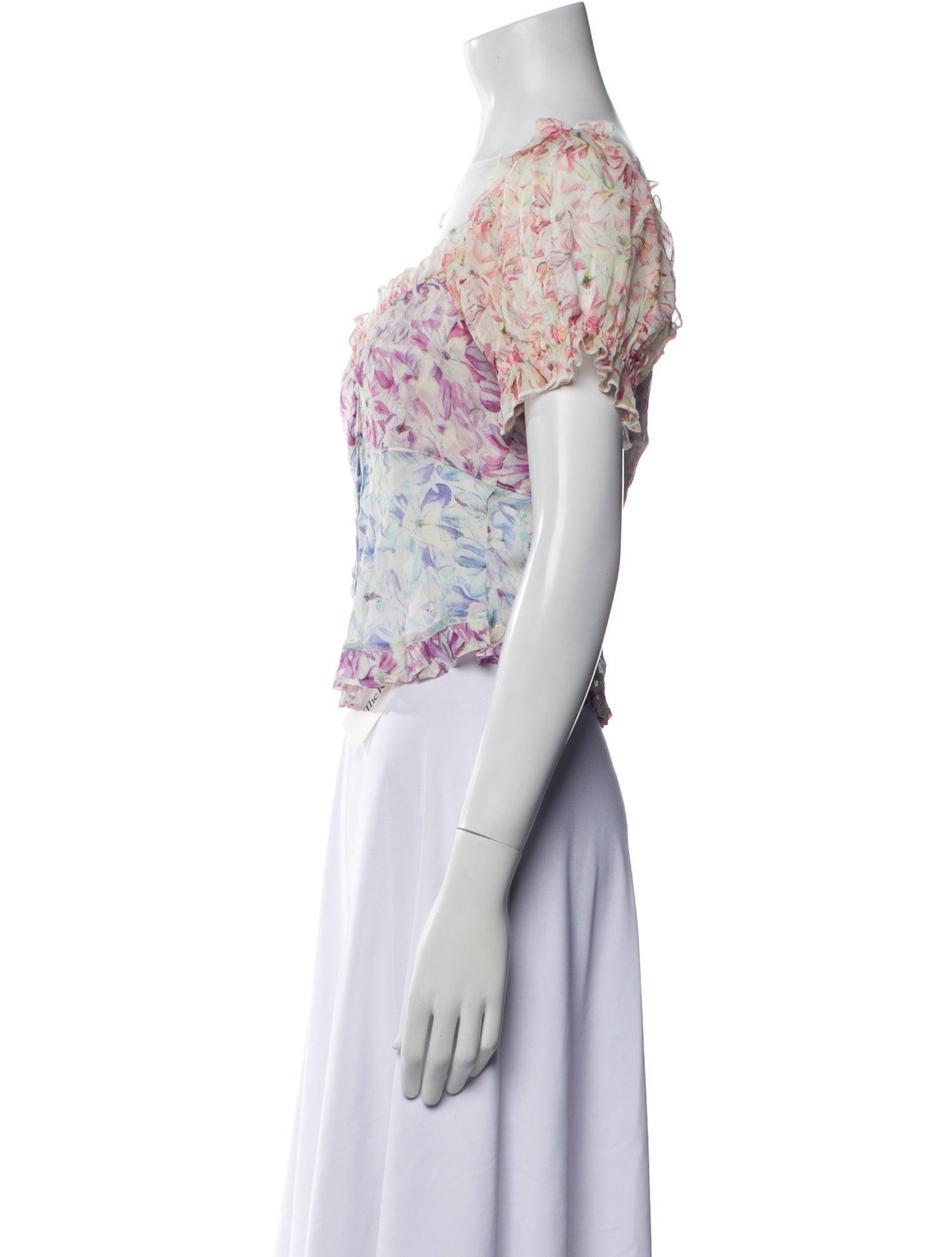 LoveShackFancy Silk Floral Print Crop Top