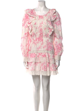 LoveShackFancy Floral Print Mini Dress