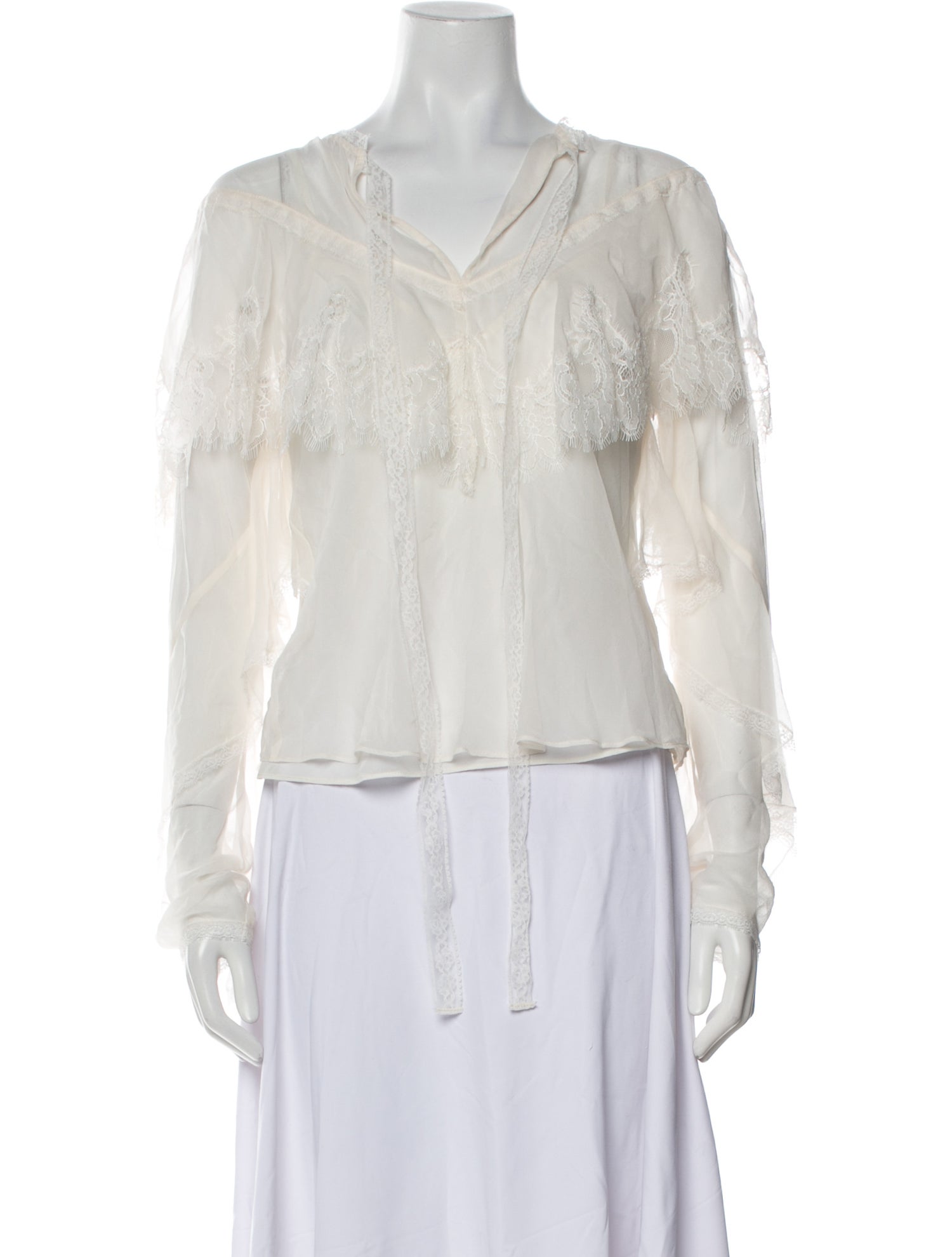 LoveShackFancy Silk V-Neck Blouse